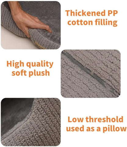 Large Dog House Indoor, Soft Plush Dog Cave Bed Covered Dog Bed with Fluffy Washable Cushion, Portable Dog/Cat Pet Tent House for Small Medium Dogs (Grey, Large)