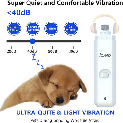 Dog Nail Trimmers-Powerful 2-Speed Dog Nail Grinder-with Safe LED Lighting and Battery Capacity Indicator Light & Type-c USB Rechargeable Quiet pet Nail Grinder Clipper for Dogs/Cats (White)