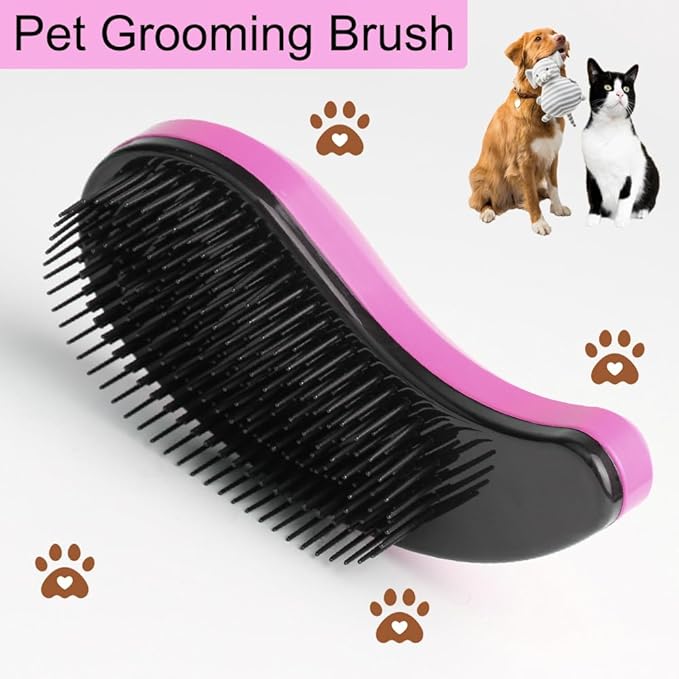 Puppy Brush, Soft Dog Brush for Grooming, Puppy Hair Remover Brush Comb, Grooming Tool for Poodles, Teddy, Yorkies, Maltese, Shih Tzu, Chihuahua, Pink