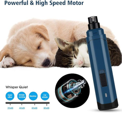 Dog Nail Grinder Upgraded - Professional 2-Speed Electric Rechargeable Pet Nail Trimmer Painless Paws Grooming & Smoothing for Small Medium Large Dogs & Cats