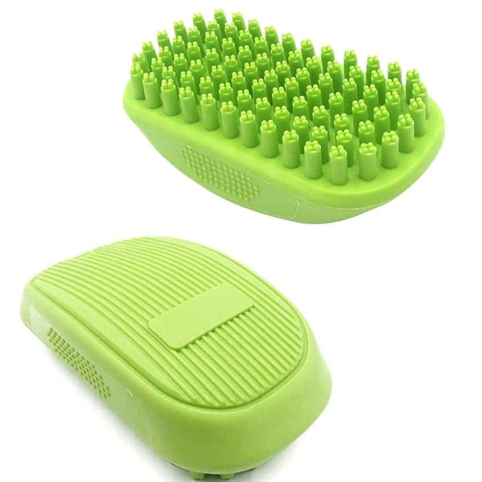 Dog Bath Brush for Grooming Deshedding Washing Massaging Scrubber Dogs & Cat Brush, Short/Long Hair Rubber Dog Brush Cleaning Grooming Pet Brush Green (No Handle)