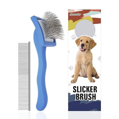Dog Slicker Brush for Goldendoodles & Golden Doodle Brush for Grooming Kit - Dog Brush for Goldendoodle, Labradoodle, Poodles - Pet Hair Brush for Short & Medium Haired Dogs -Small (Blue)