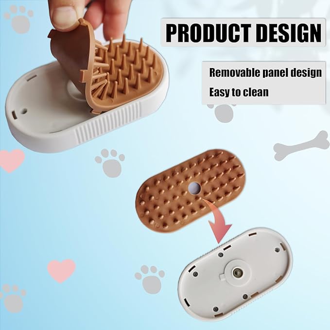 Cat Brush with Steam Cat Grooming Steamy Brush Misting Brush with Adjustable Handle for Cats Dogs Rabbits ALD-002-W (White)