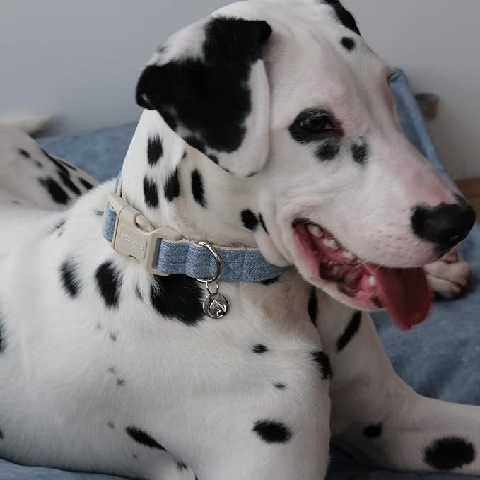 DOGWONG Cotton Hemp Dog Collar, Heavy-Duty Adjustable Soft Natural Fabric Pet Collar - Cute Wedding Puppy Necklace for Small to Large Dogs