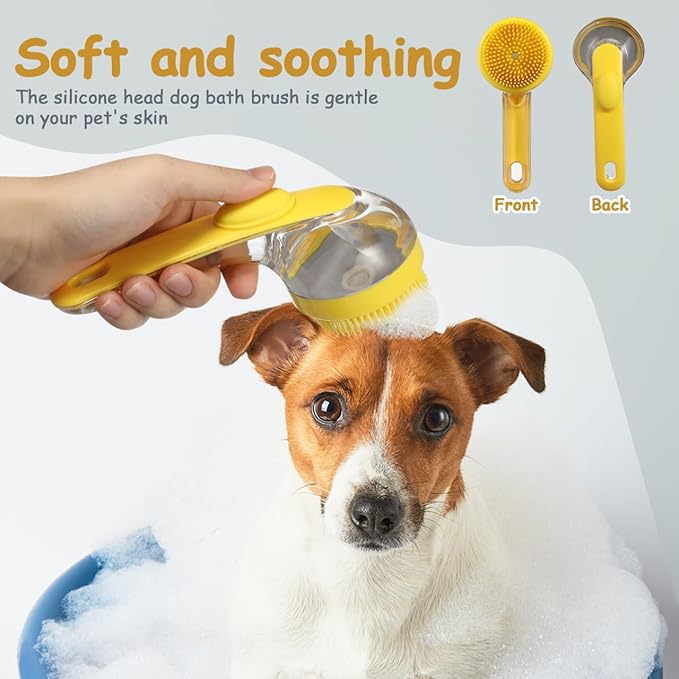 Sosoport Dog Bath Brush Cat Brush Dog Shower Brush Cat Massage Brush Pet Grooming Brush Dog Scrubber Brush With Soap Dispenser