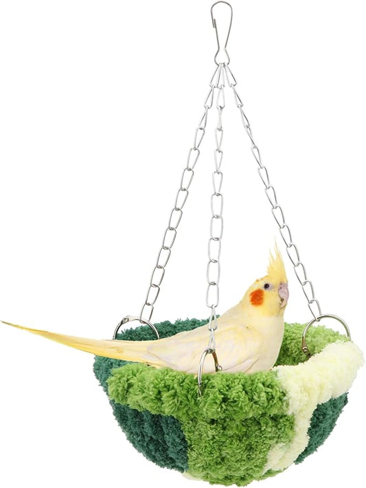 Wontee Bird Nest Bed Parrot Hanging Swing Hammock Bird Cage House for Budgies Parakeets Cockatiels Lovebirds Conures (Green)