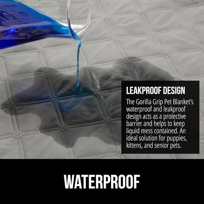 Gorilla Grip 100% Waterproof Dog Blanket, Pet Friendly Sofa Throw Essential for Small Pets, Dogs, Cats, Tear and Slip Resistant Leakproof Couch Cushion Cover for Indoor Furniture, 30x70 Lt Gray