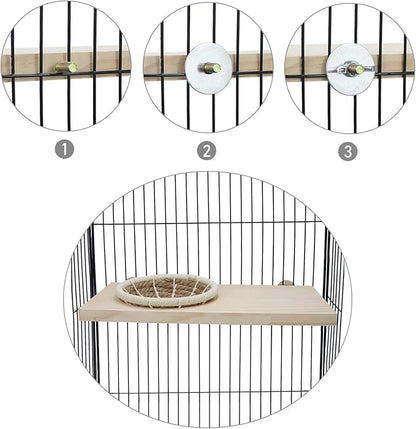 Wontee Bird Perch Stand with Nest Bird Breeding Nest Bed Wooden Platform for Budgies Parakeets Cockatiels Conures (M)