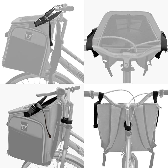 Dog Bike Basket Carrier, Expandable Foldable Soft-Sided Dog Carrier, 2 Open Doors, 5 Reflective Tapes, Pet Travel Bag,Dog Backpack Carrier Safe and Easy for Small Medium Cats and Dogs(Black)