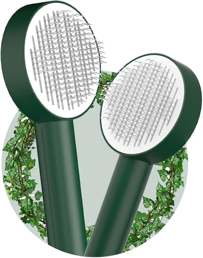 Deshedding Dog Brush with Release Button for Small Pets - Removing Loose Hair, Mats, Tangled Knots - Self Cleaning Bath Brush Supplies