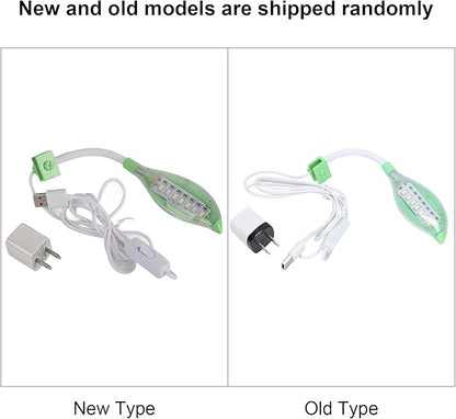 Clip On Aquarium LED Light, Mini USB Tortoise Fish Tank Aquarium LED with No Strobe, Clip On Leaf Head Ligh with US Plug 100 240V, for Aquatic Plant Growing(Green Blue White Light)