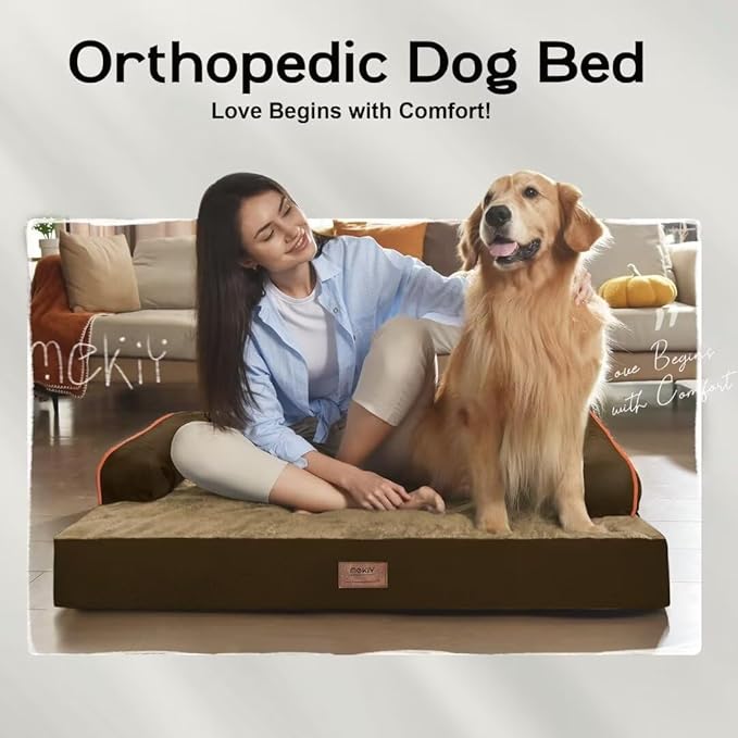 Orthopedic Large Dog Bed Washable: Brown Large Size Dog Beds with Removable Washable Cover, XXXL Large Orthopedic Dog Beds for Big Pet Dogs