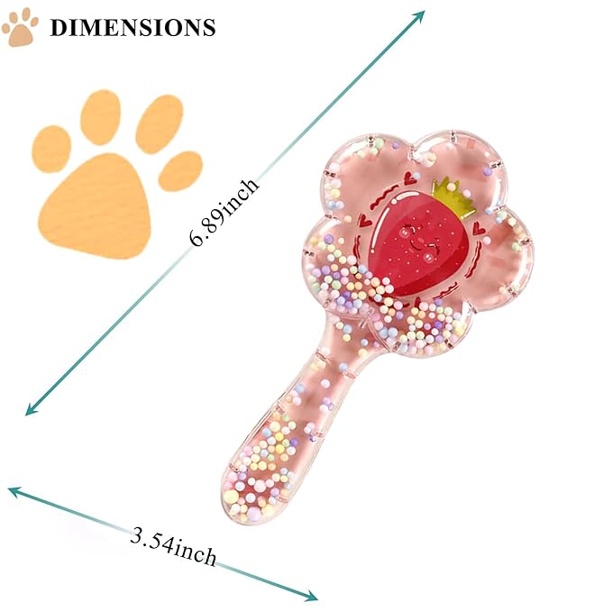 Soft Dog Brush for Small Dogs | Gentle Puppy Brush for Yorkies, Shih Tzus, Maltipoos & Maltese | Pet Hair Removal Brush with Soft Bristles | Dog Brush for Shedding (Rose Red Strawberry)