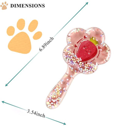 Soft Dog Brush for Small Dogs | Gentle Puppy Brush for Yorkies, Shih Tzus, Maltipoos & Maltese | Pet Hair Removal Brush with Soft Bristles | Dog Brush for Shedding (Rose Red Strawberry)