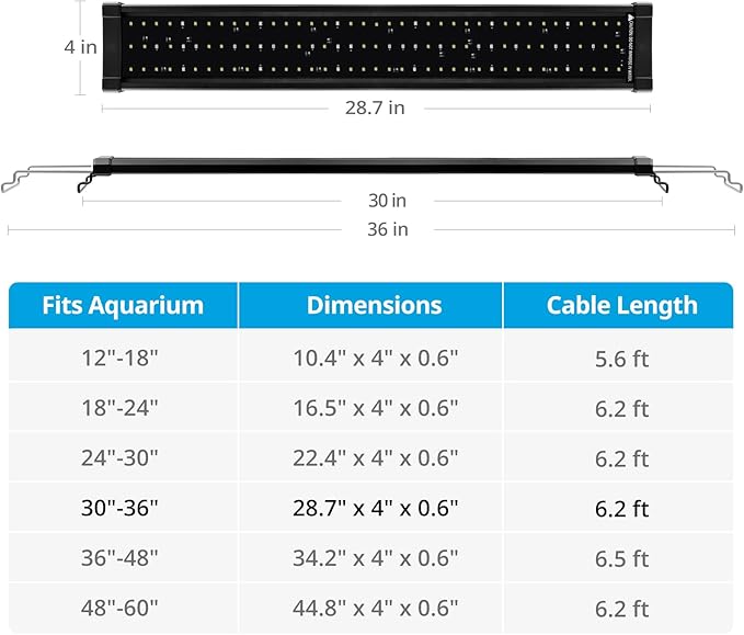 NICREW ClassicLED Plus LED Aquarium Light with Timer, 21 Watts, for 30 to 36 Inch Fish Tank Light, Daylight and Moonlight Cycle