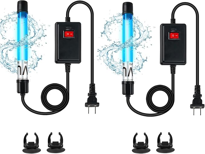 2 Pack 7W 8 Inch Aquarium UV Light for 20-100 Gallon Fish Tank Aquarium Light