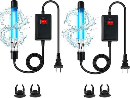 2 Pack 7W 8 Inch Aquarium UV Light for 20-100 Gallon Fish Tank Aquarium Light