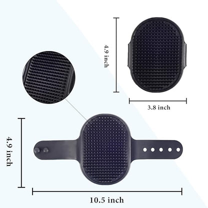 Dog Grooming Shampoo Bath Brush - 2 Pcs Soothing Massage Rubber Comb for Long & Short Haired Dogs and Cats - Blue & Black