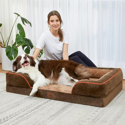 XXL Orthopedic Dog Bed for Extra Large Dogs, Washable Dog Sofa Bed, Waterproof Orthopedic Foam Dog Beds with Removable Cover & Non-Slip Bottom(XX-Large,Brown)