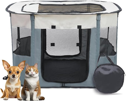 Bdor Dog Playpen, Portable Pet Playpen Tent Cage Kennel with Zipper Top Cover, Cat Kitten Puppy Rabbits Enclosure Crate for Indoor Outdoor Camping Travel, M