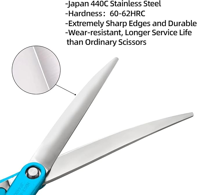 6.5" Curved Grooming Scissors for Dogs 440C Stainless Steel Professional Dog Grooming Scissors with Ultra-Light Aeronautical Aluminum Handle (Blue-Curved)