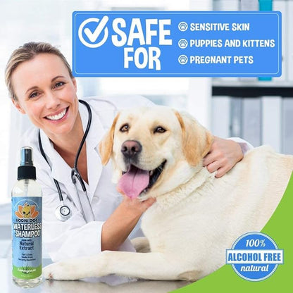 Bodhi Dog Waterless Shampoo for Dogs & Cats - Natural Dry Shampoo, Neutralizes Odor, No Rinse Needed, Safe for All Breeds - Made in USA - Lemongrass Scent (8 Fl Oz)