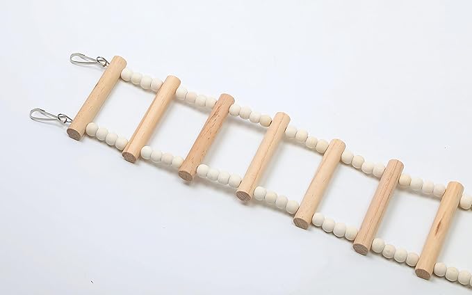 SIMENA Wooden Climbing Ladder for Birds & Hamsters, Interactive Swing & Ladder Toys for Small Pets – Ideal for Hamsters, Birds, Parrots, Squirrels, and Sugar Gliders (16 ladders, 36")
