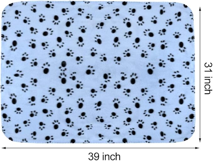 Comsmart Dog Blankets for Small Dogs, 6 Pack Puppy Blanket Cute Paw Print Pet Blanket for Dog, Puppy, Cat, Kitten, 39x31 inches, Blue