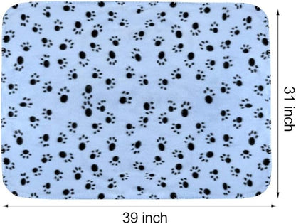Comsmart Dog Blankets for Small Dogs, 6 Pack Puppy Blanket Cute Paw Print Pet Blanket for Dog, Puppy, Cat, Kitten, 39x31 inches, Blue