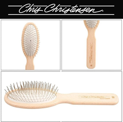 Chris Christensen 20 mm Oval Pin Dog Brush, Original Series, Groom Like a Professional, Stainless Steel Pins, Lightweight Beech Wood Body, Ground and Polished Tips