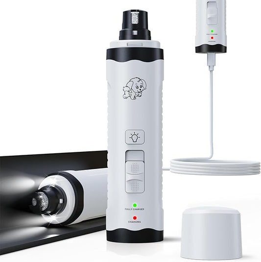 YABIFE Whisper Quiet Dog Nail Grinder, Dog Nail Trimmers Kit for Grooming, Electric Pet Nail File, Dual Lights for Quick Location, 2 Speeds, for Puppy, Small Medium Large Dogs and Cats