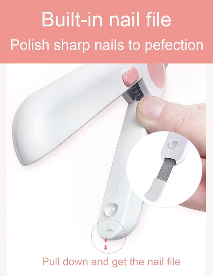 Dogs Nail Clipper Trimmer with LED light Grooming Tools for Pets 1#pink