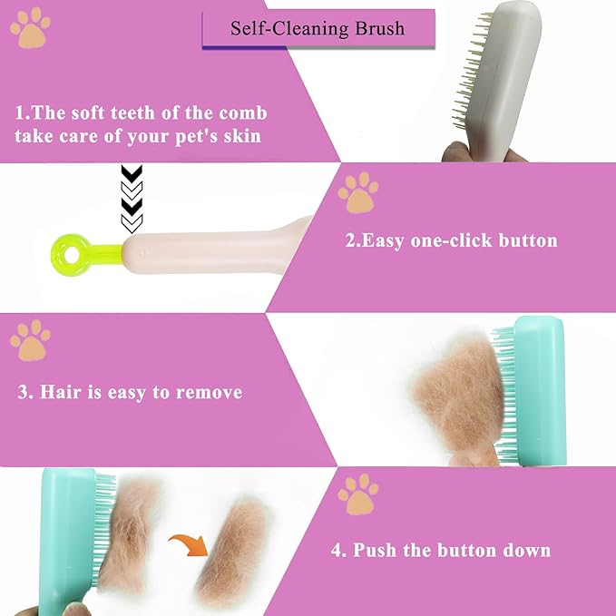 Scalable Small Grooming Dog Brush, Puppy Massaging Hair Brush, for Small Dogs Cats Rabbits of All Hair Types (White)