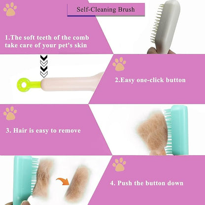 Scalable Small Grooming Dog Brush, Puppy Massaging Hair Brush, for Small Dogs Cats Rabbits of All Hair Types (White)