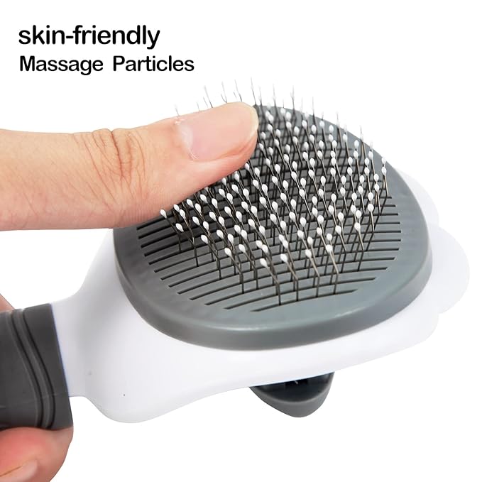 Cat Brush for Grooming, Pet Self Cleaning Slicker Brush with Cat Hair Comb (PINK PLUS)