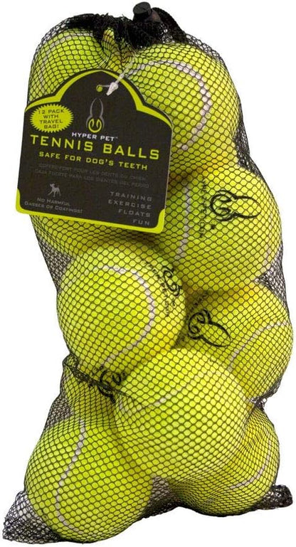 Hyper Pet Tennis Balls for Dogs - 12 Pack 2.5" for Exercise and Fetch, Interactive Toys, Great for Small Breeds