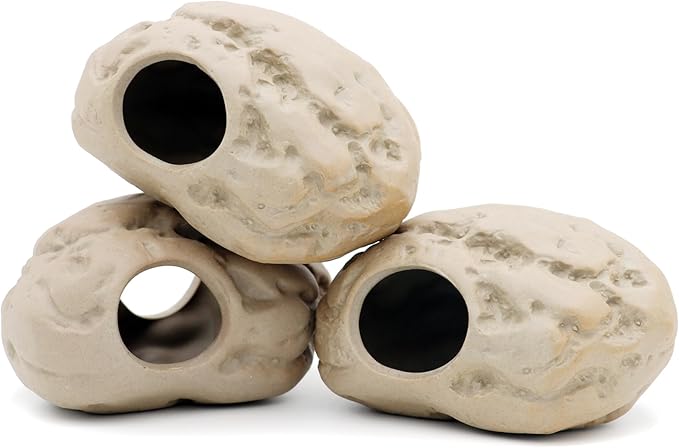 Ceramic Aquarium Decorations, Stackable Rock Caves Betta Fish Tank Accessories Rock Cave Decor (102x3)