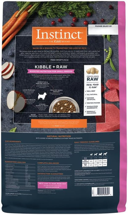Instinct Raw Boost Small Breed, Natural Dry Dog Food with Freeze Dried Pieces, High Protein, Grain Free Recipe - Real Beef, 10 lb. Bag