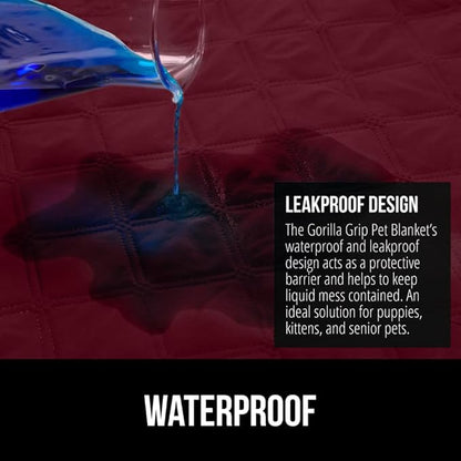 Gorilla Grip 100% Waterproof Dog Blanket 82x102, Pet Friendly Throw Essential for Large Pets, Dogs, Cats, Tear and Slip Resistant Leakproof Couch Cushion Protector Cover for Indoor Furniture, Burgundy