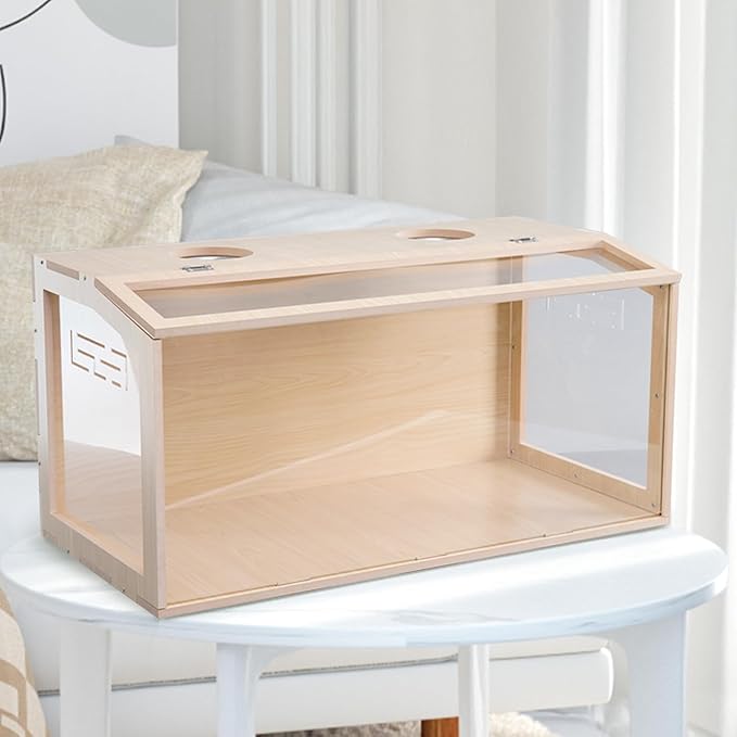 23.6 inch Wooden Hamster Cage, Large Habitat, Openable Top, Transparent Acrylic for Interior View, Ventilated, Easy to Clean, for Syrian Hamster, Dwarf Hamster, Gerbil, Other Small Pet Animals