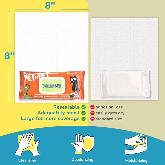 Pet N Pet Poop Bags For Dogs, 120 Counts Dog Poop Bags Rolls + 100% Plant Based Dog Wipes for Paws and Butt, 100 Counts Dog Pet Wipes, 8" x 8" Hypoallergenic Unscented Dog Wipes