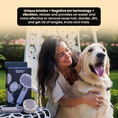 Bark&Bliss Self Cleaning Slicker Brush  Skin-Friendly Deshedding Grooming Tool for Dogs & Cats, Suitable for Shedding & Long-Haired Pets, Puppy Brush, Pet Grooming Brush, Cat Brush for Shedding