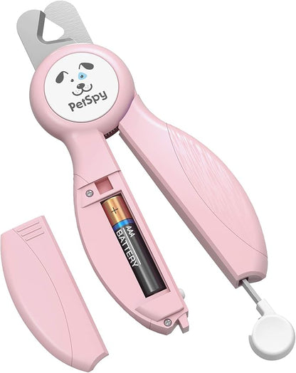 Newest Dog Nail Clippers with LED Guide Light, Professional Claw Care Pet Nail Clipper & Trimmer with Nail File, Razor Sharp Blades, Home Grooming Tool Kit for Animals (Pink)