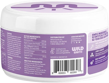 Wild Earth Dog Supplements, Soft Chews for Hip & Joint Support, with Omega 3 Fatty Acids & Anti-inflammatory Turmeric, Veterinarian-Developed, Vegan