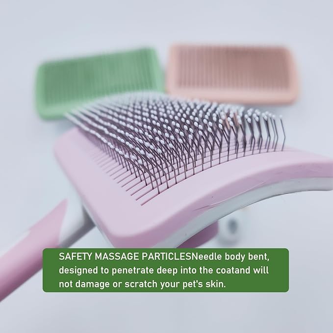 Self-Cleaning Slicker Brush for Dogs & Cats: Dog brushes for Grooming for Shedding Tangles Hair Gently Deshedding Cat Brush for Short Haired Cats & Long Haired Cats