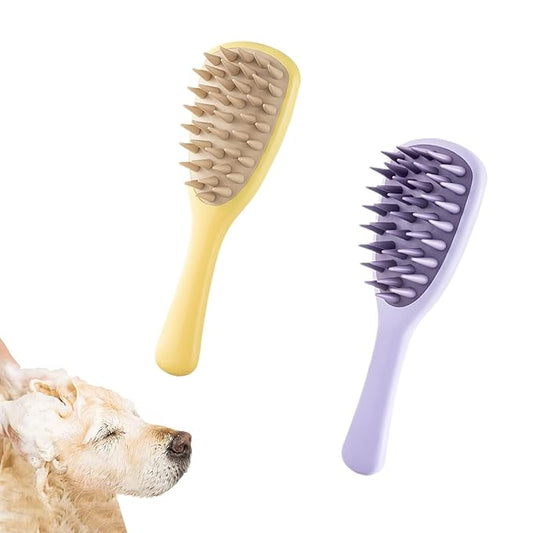 2 PCS Dog Bathing Brush Premium Dog Washing Brush Pet Bath Brush Pet Silicone Shampoo Brush with Handle for Long & Short Hair Pets Dogs Cats,Bathing, Massaging, Hair Removal