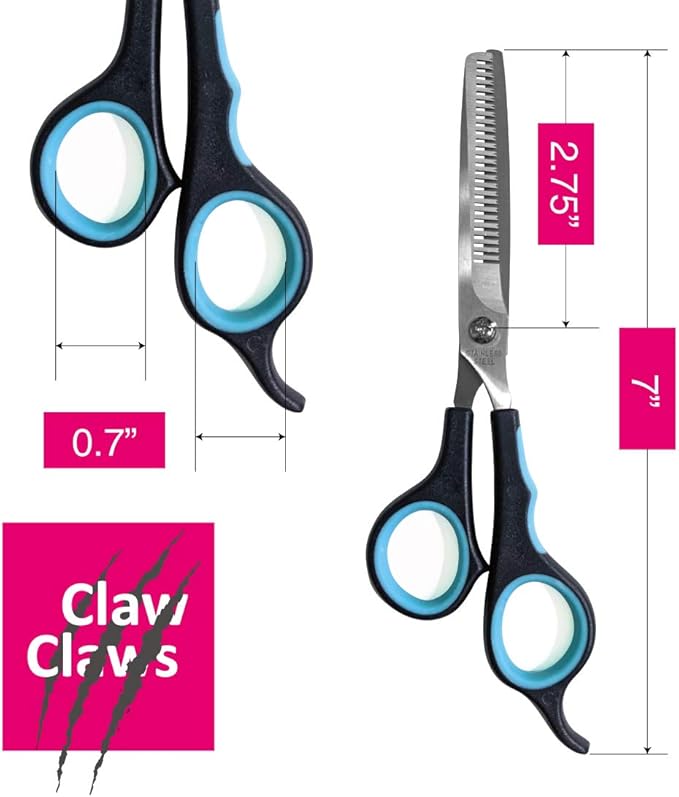 7 inch Thinning Scissors with 26-Teeth Stainless Steel Blades and Wave Style Handle for for Home Hair Cutting Shears