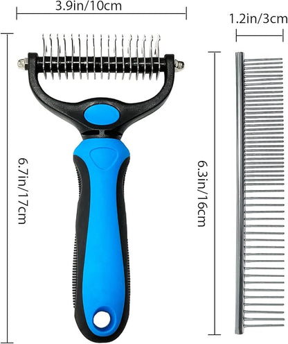 Shudyear Dog Grooming Brush and Metal Comb, Pet Grooming Brush, Cat Brush Deshedder Brush Dogs Shedding Tool for Long matted Haired Pets