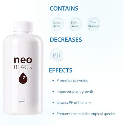 Neo Black - Blackwater Aquarium Conditioner for Freshwater Planted Aquariums - Promotes Spawning & Plant Growth for Biotope Aquariums - Liquid Humic & Fulvic Acid Fish Tank Conditioner- 1000ml