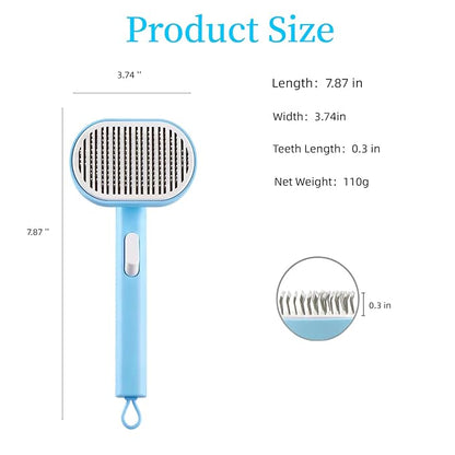 Cat Brush with Release Button for Shedding and Grooming, Self-Cleaning Shedding Brush for Easy Hair Removal, Suitable for Long and Short Haired Cats & Dogs